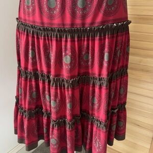 bcbgmaxazria Womens Skirt Stretch Brown Maroon Aztec Sm